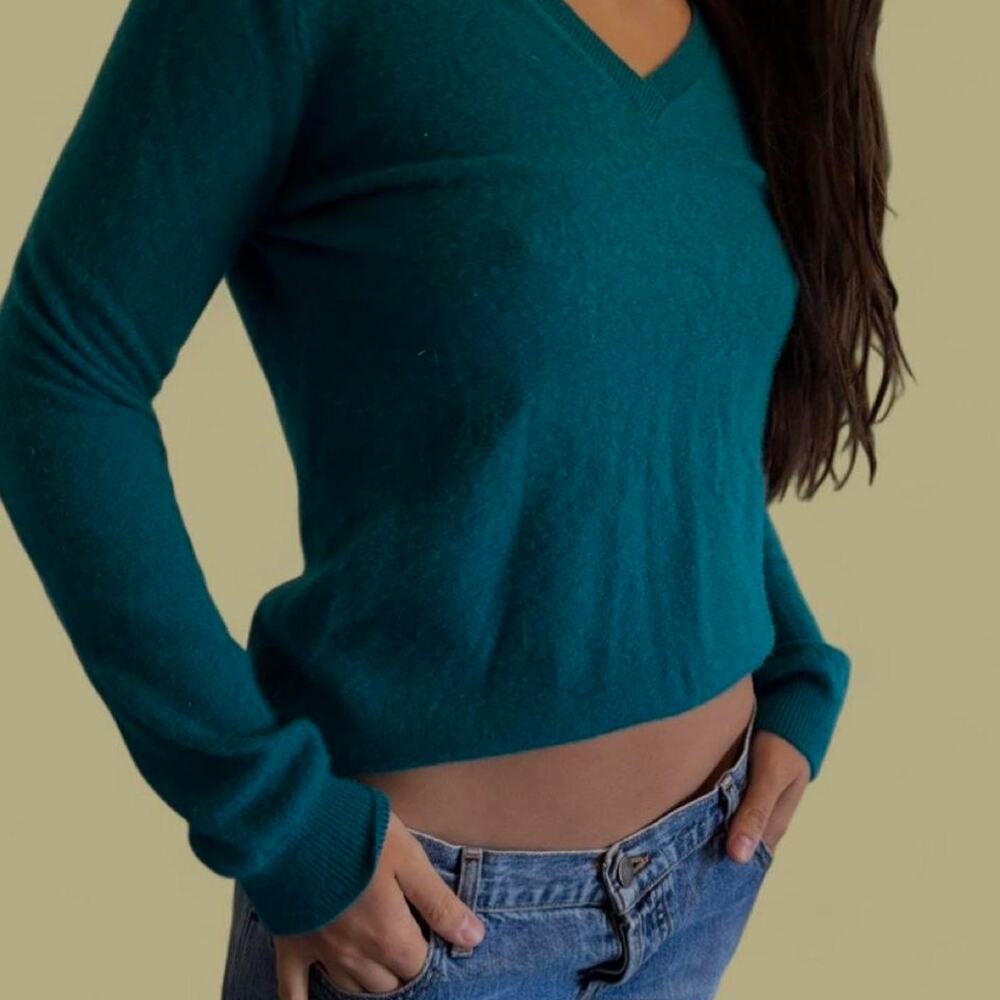 Teal green magaschoni cashmere sweater